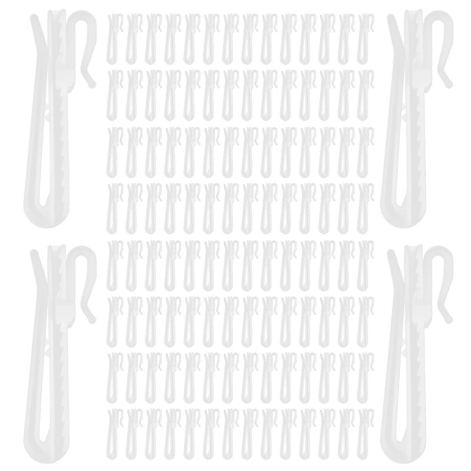 100Pcs Adjustable Curtain Hooks Plastic Hooks for Home Curtain Accessories