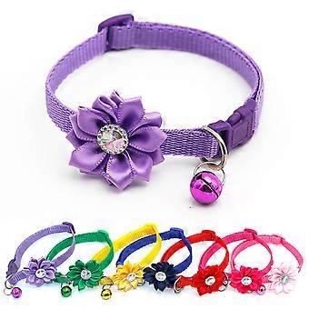 Glöckchen-Hundehalsband mit Blumenanhänger, 2er-Packung, für Haustiere