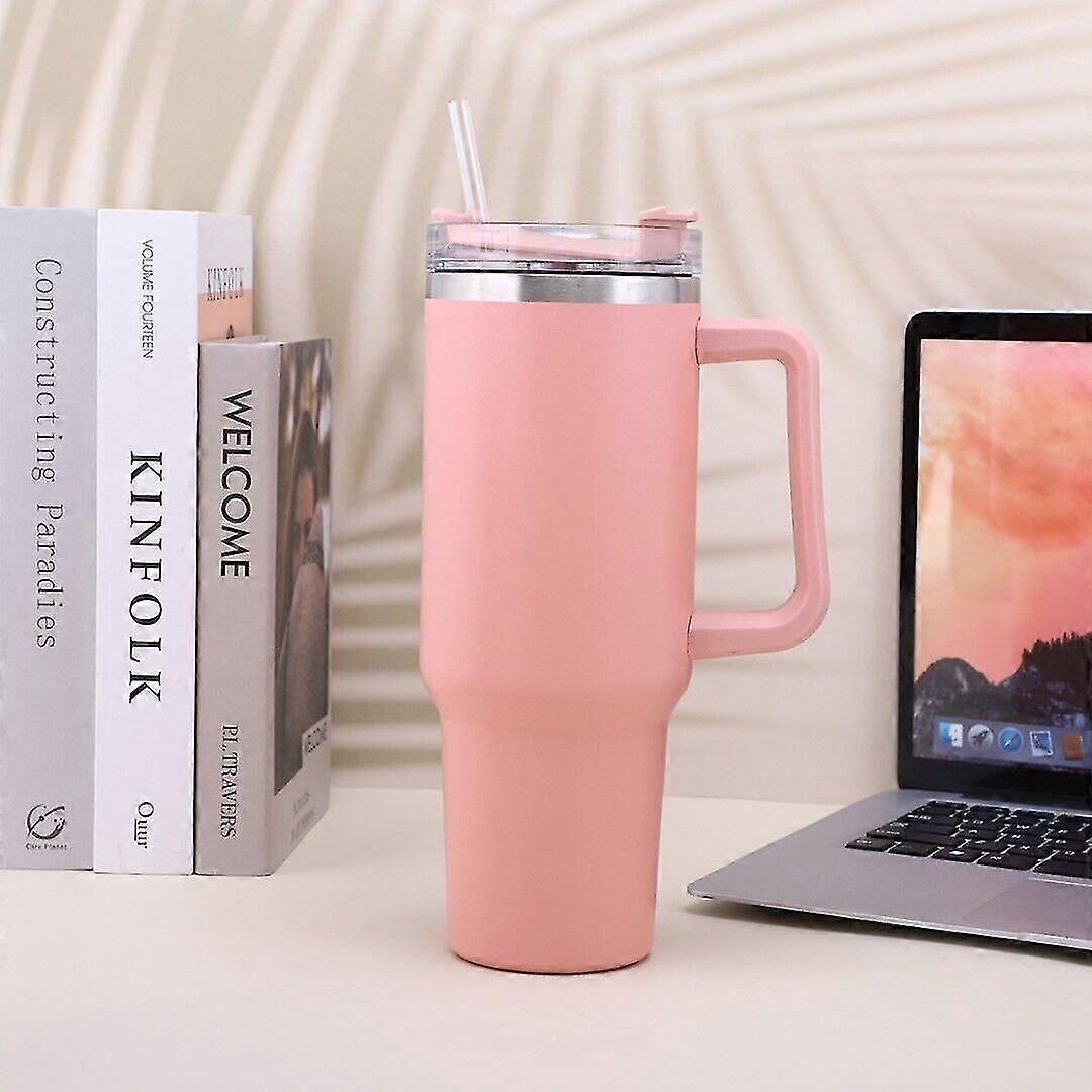 40 Oz Tumbler Straw Lid Insulated Stainless Steel Water Bottle Coffee Mug Travel