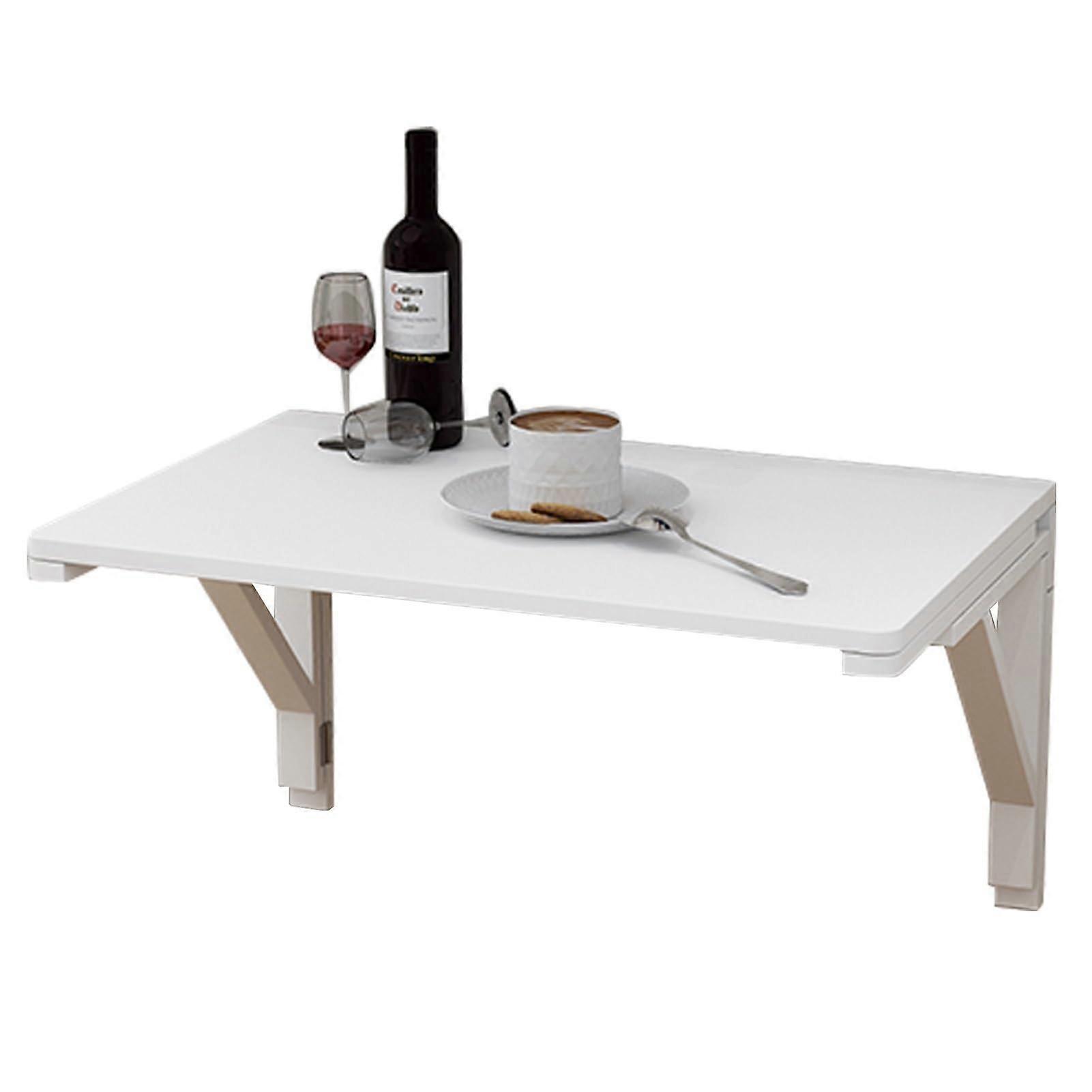 Wall Mounted Folding Table with Strong Triangular Support, SpaceSaving Drop Leaf Desk for Small Spaces