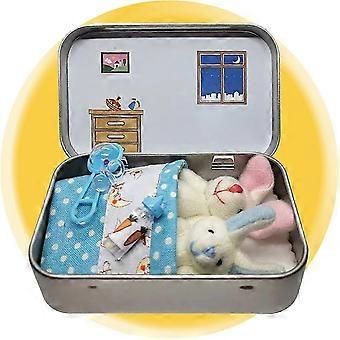 Little Pocket Bunny Decorative Boxes, Easter Basket Stuffer, Easter Gifts for Kids, DIY Pet Bunny Adoption, Rabbit Plush Toy in a Tin: Miniature Bed S