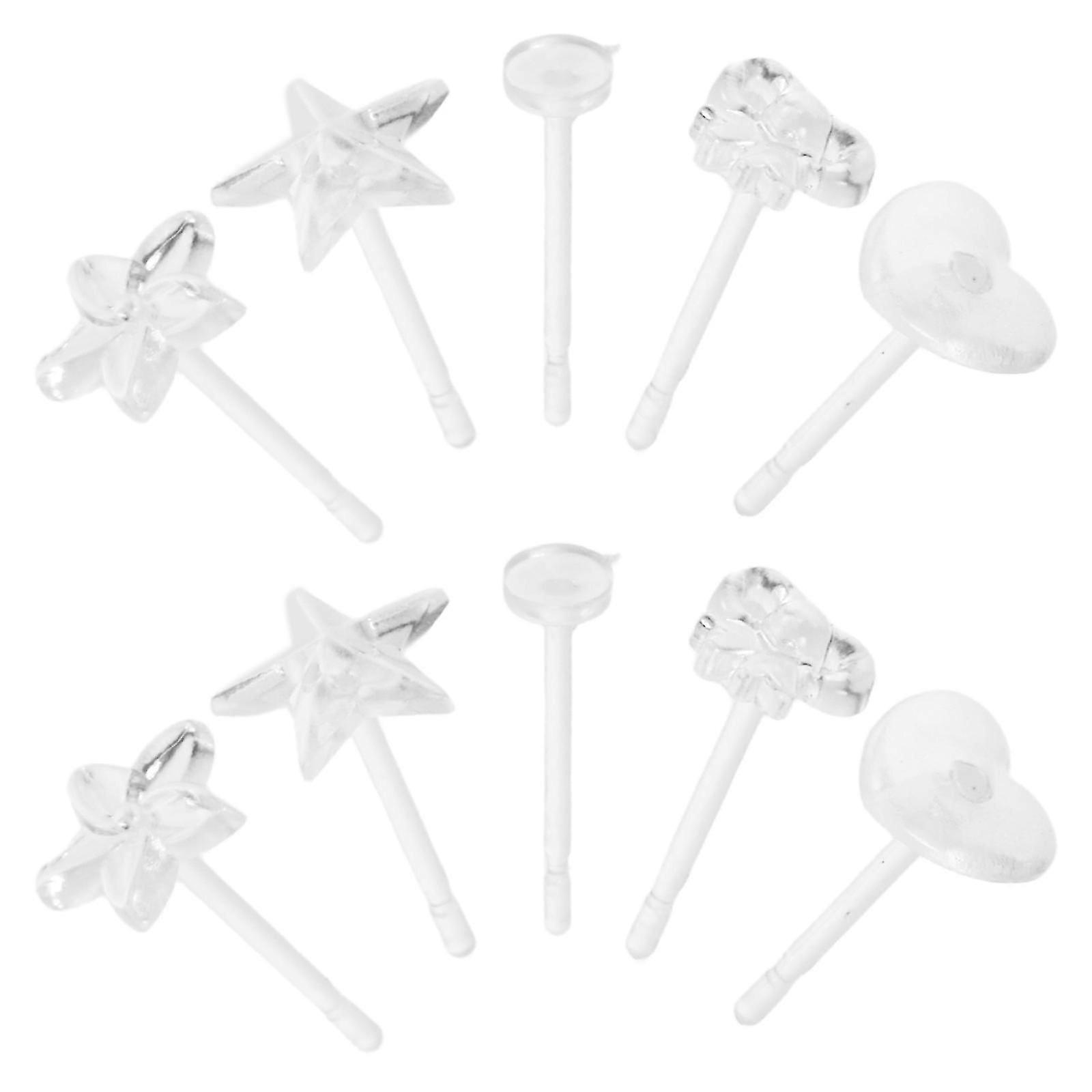 Transparent Invisible Ear Studs for Piercing Using Resin Earring Backs 1Set