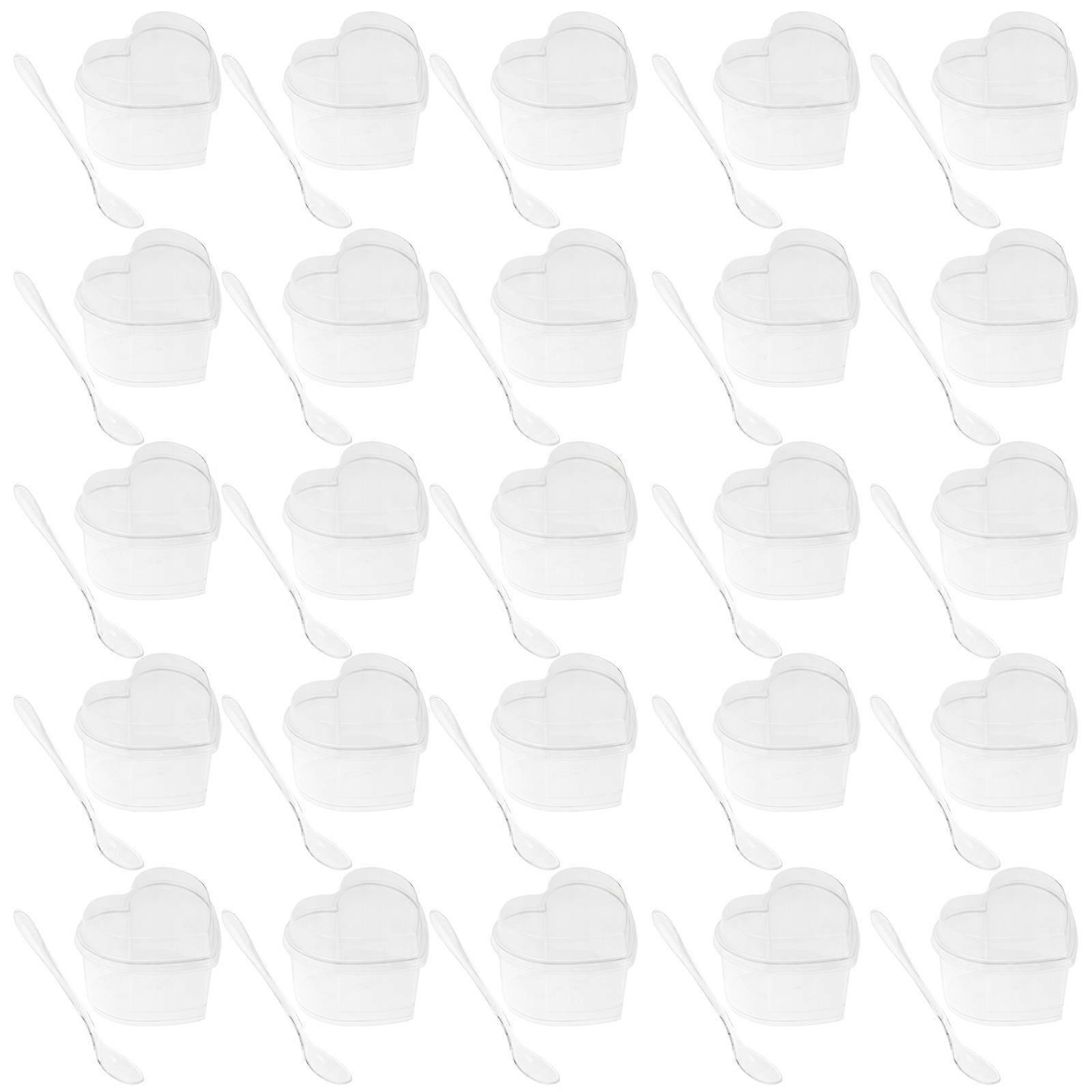 Transparent Plastic Heart Shape Dessert Cups for Dessert 25Sets