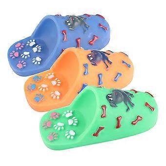 2pcs chien molaire jouet caoutchouc sonnant pantoufles jouet résistant aux morsures d’animaux de compagnie mâcher jouet fournitures pour chien chiot (couleur aléatoire)