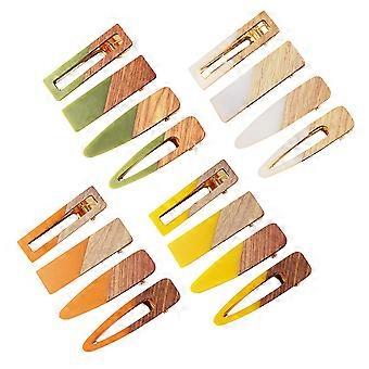 4PCS Retro Acryl en Hout Eenvoudige Haarclips Haarspelden Chic Bobby Barrettes voor Dames Meisjes Dames (Oranje)