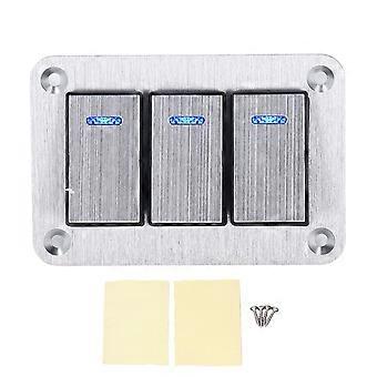 Rocker Switch Panel 3 Way Wear Resistance Sturdy Switch with Blue LEDs for Car RV Yacht