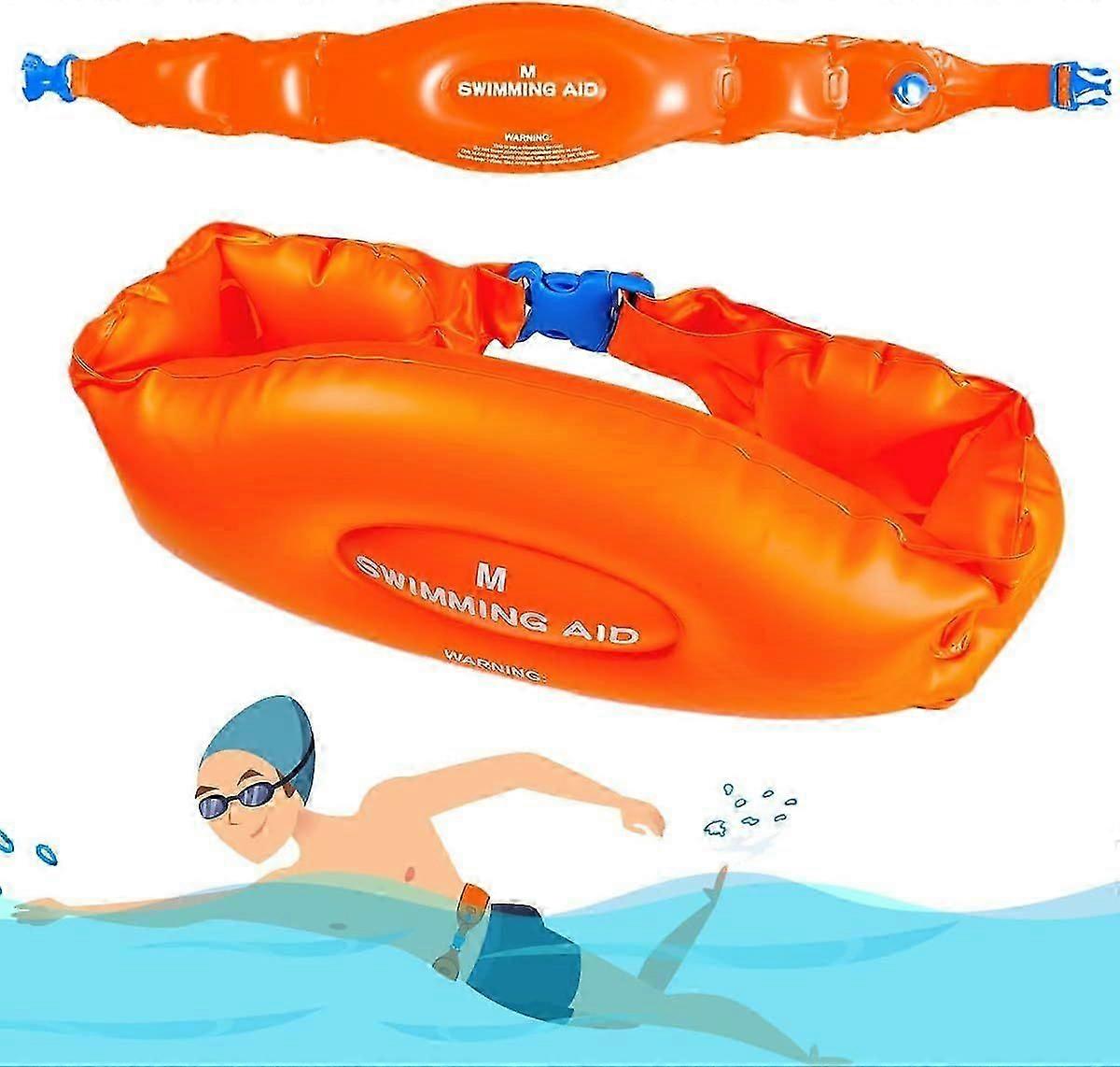 Kids Swim Training Belt, Inflatable Back Float with Quick Release Buckle