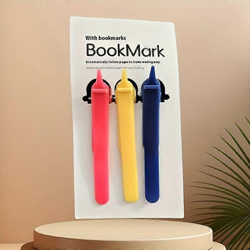 3 Pcs Automatic Slide Bookmarks, Soft Silicone Memory Bookmark with Pen Holder, Multi-Function Reading Tool for Books Notes Covers