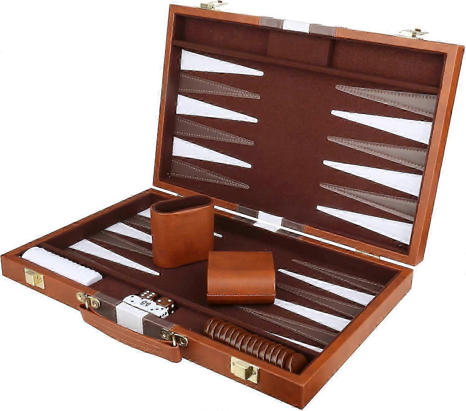 Backgammon Set - Classic Board Game with Premium PU Leather Case & Portable