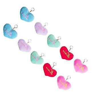Plush Keychains Pendant for Hanging Keys with 10Pcs Heart Shaped Doll Keyrings