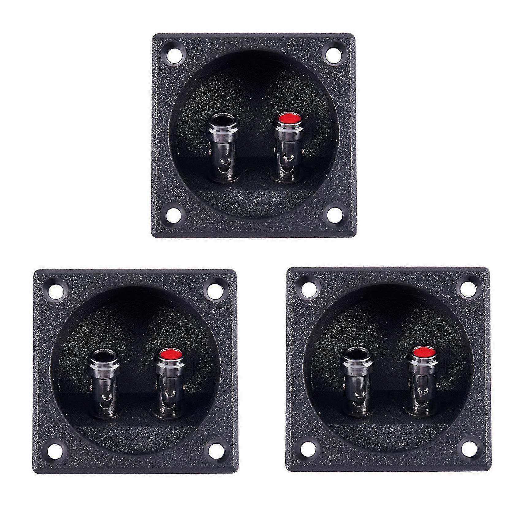 3X Square Shape Double Binding Post Type Speaker Box Terminal Cup Black