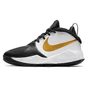 Nike Team Hustle D 9 Mid-Top Basketballschuhe Schwarz Weiß Gold Unisex AQ4224-004