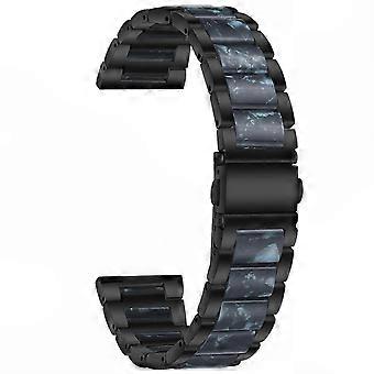 Correa de reloj de acero y resina con tres esferas, de 20 mm, compatible con relojes inteligentes, color negro con efecto arcoíris.