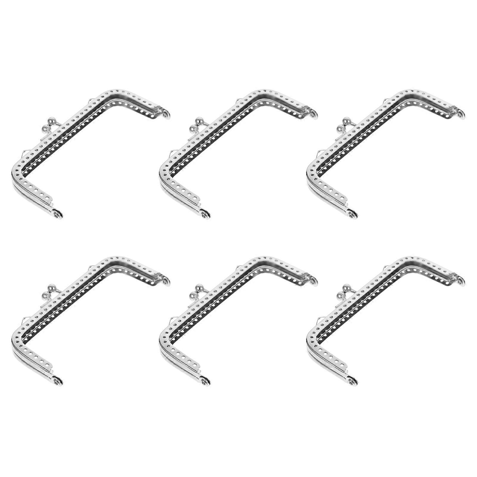 Purse Clasp Frames Silver DIY Handbag Handle compatible with Bag Making 6Pcs Set