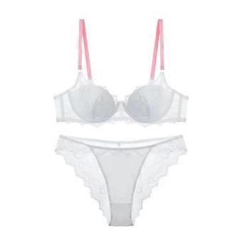 French sexy underwear women's thin dopamine contrasting lace bra, small breasts show big gathering underwear set