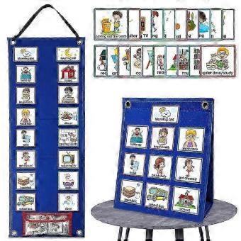 Kinder Visueller Zeitplan Kalenderdiagramm 2 in 1 Heimschule Autismus Tägliche Hausarbeit Routine Diagramm mit 70 Karten