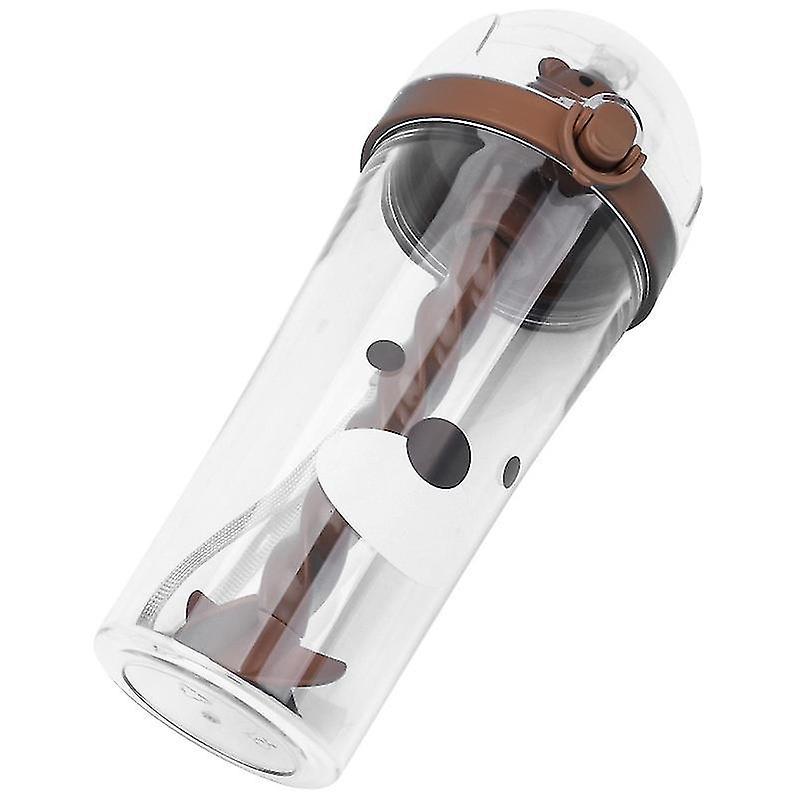 21.5X8.5cm Brown Tumblers 1pc Lovely Plastic Drinking Cup Creative Straw Cup Funny Animal Stirring C