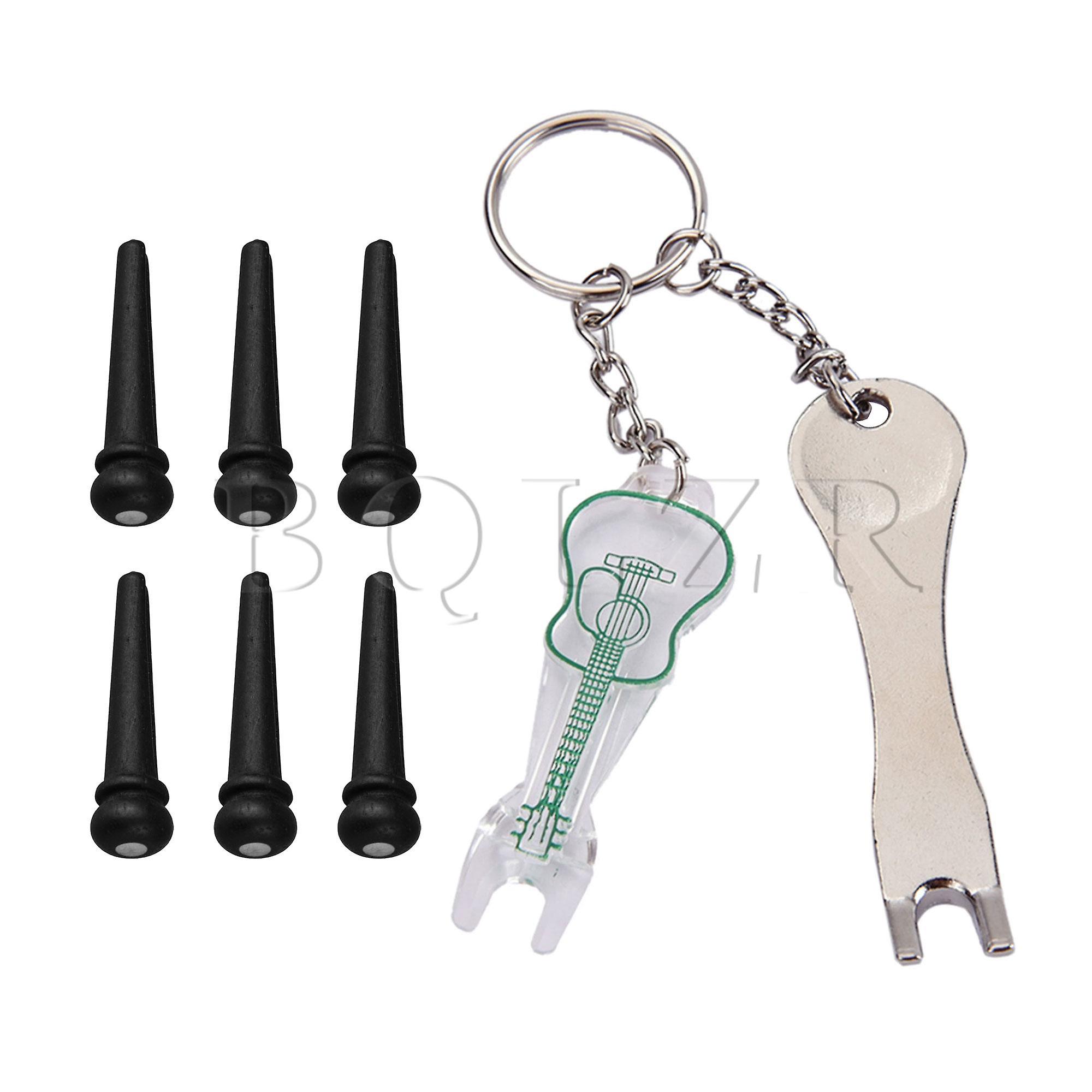 7Pcs Bridge Pins Ebony Set Folk String Peg Tool with Saddle Nut Puller