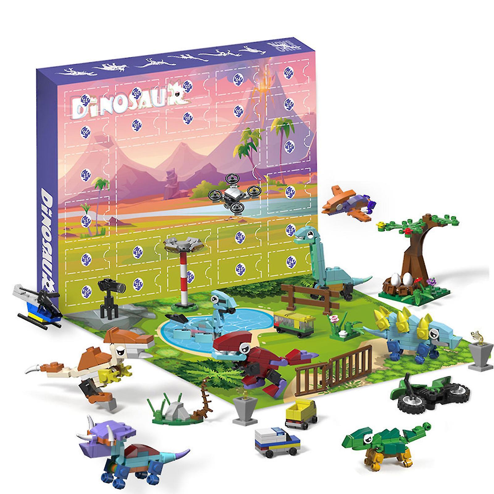Toys World Triceratops Tyrannosaurus Building Blocks Christmas Animal Model Children 24   Dinosaur Advent Calendar_y