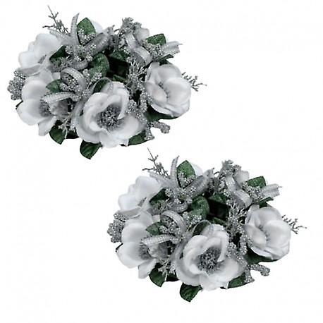 Light cuffs 2-pack Christmas for block candles with flowers and ribbons