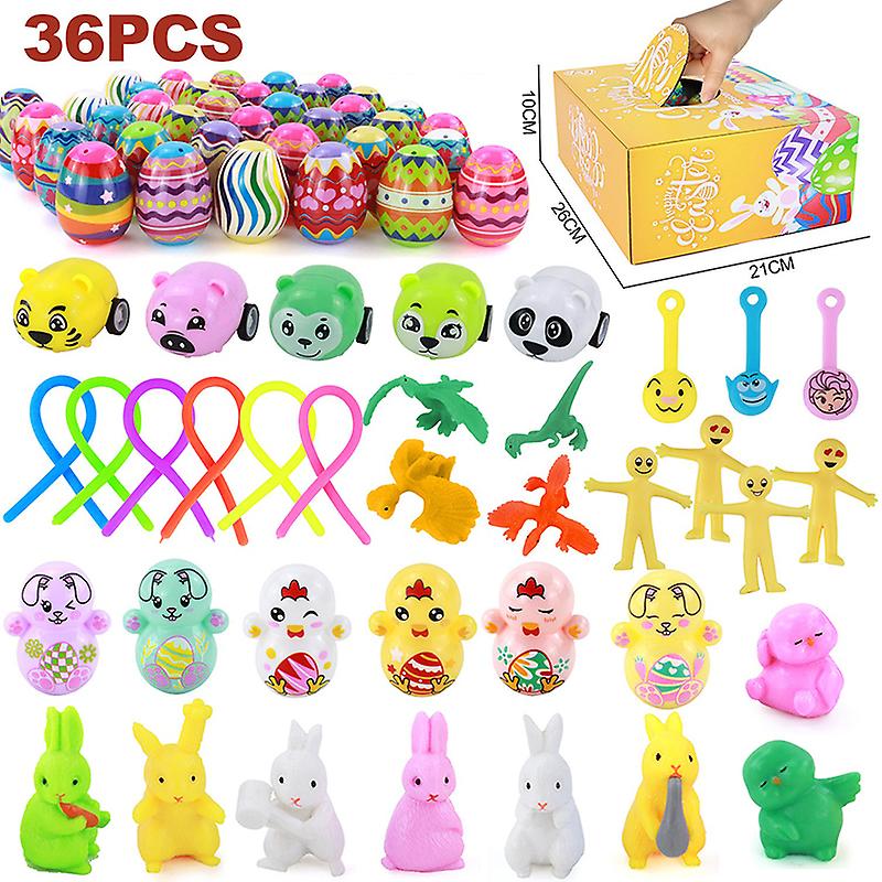 36pcs/set Colorful Plastic Easter Eggs Fillable Kids Toy Candy Gift Packaging Box
