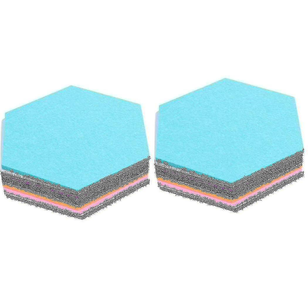 Set Of 18 Hexagon Felt Pin Board Self Adhesive Bulletin Memo Photo Cork Boards With 18 Pushpins 5.5