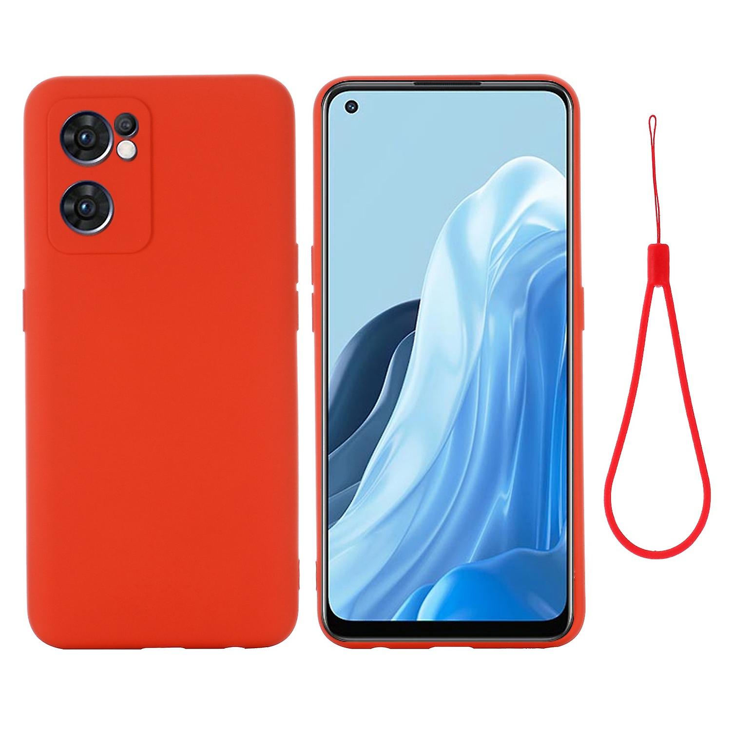 For Oppo Reno7 5G (Global)/Find X5 Lite Soft Liquid Cover Camera Protective Case with Strap