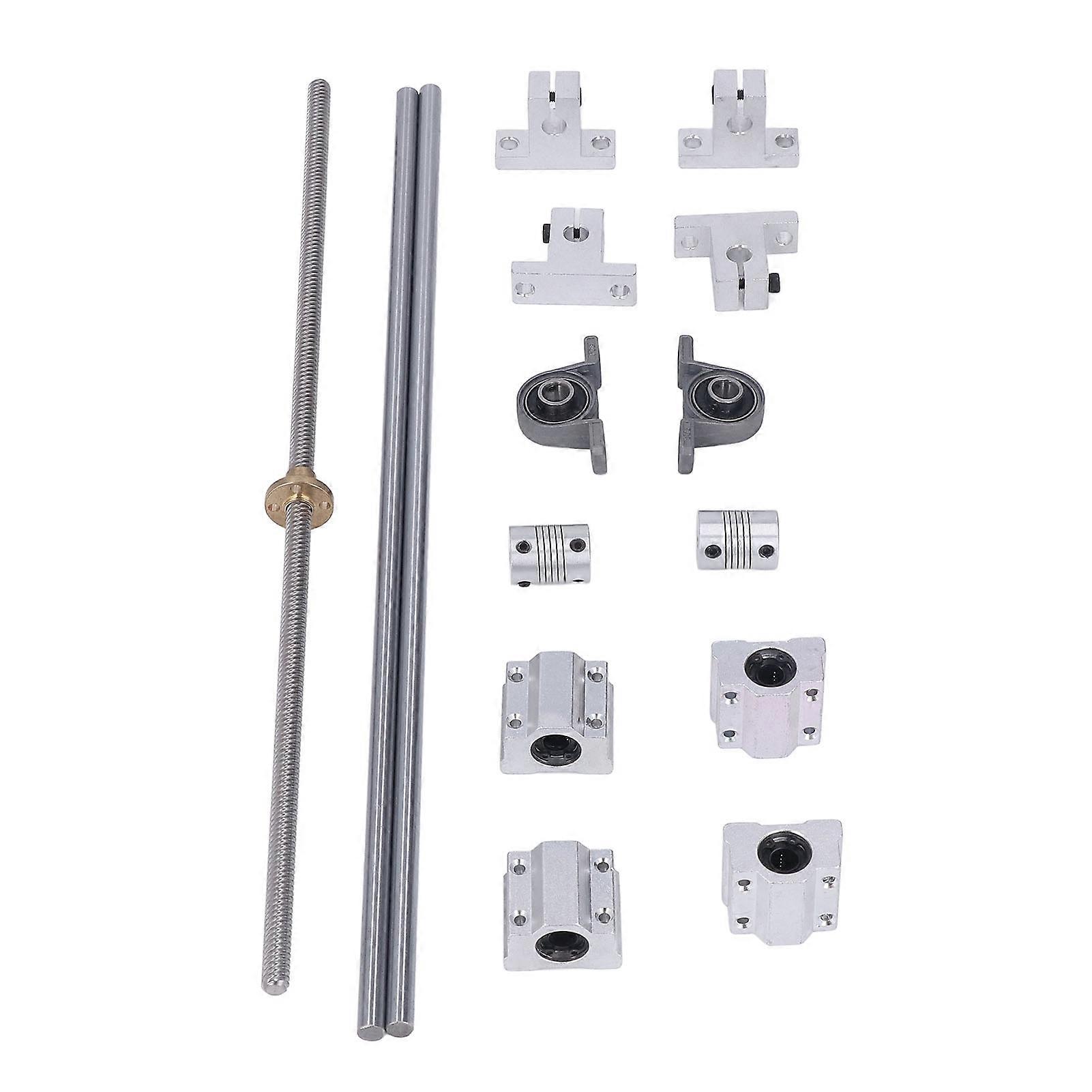 8mm Lead Screw Set 500mm T8 Horizontal Optical Axis with Rail Shaft Support Bearing Block and Coupler for CNC Machines