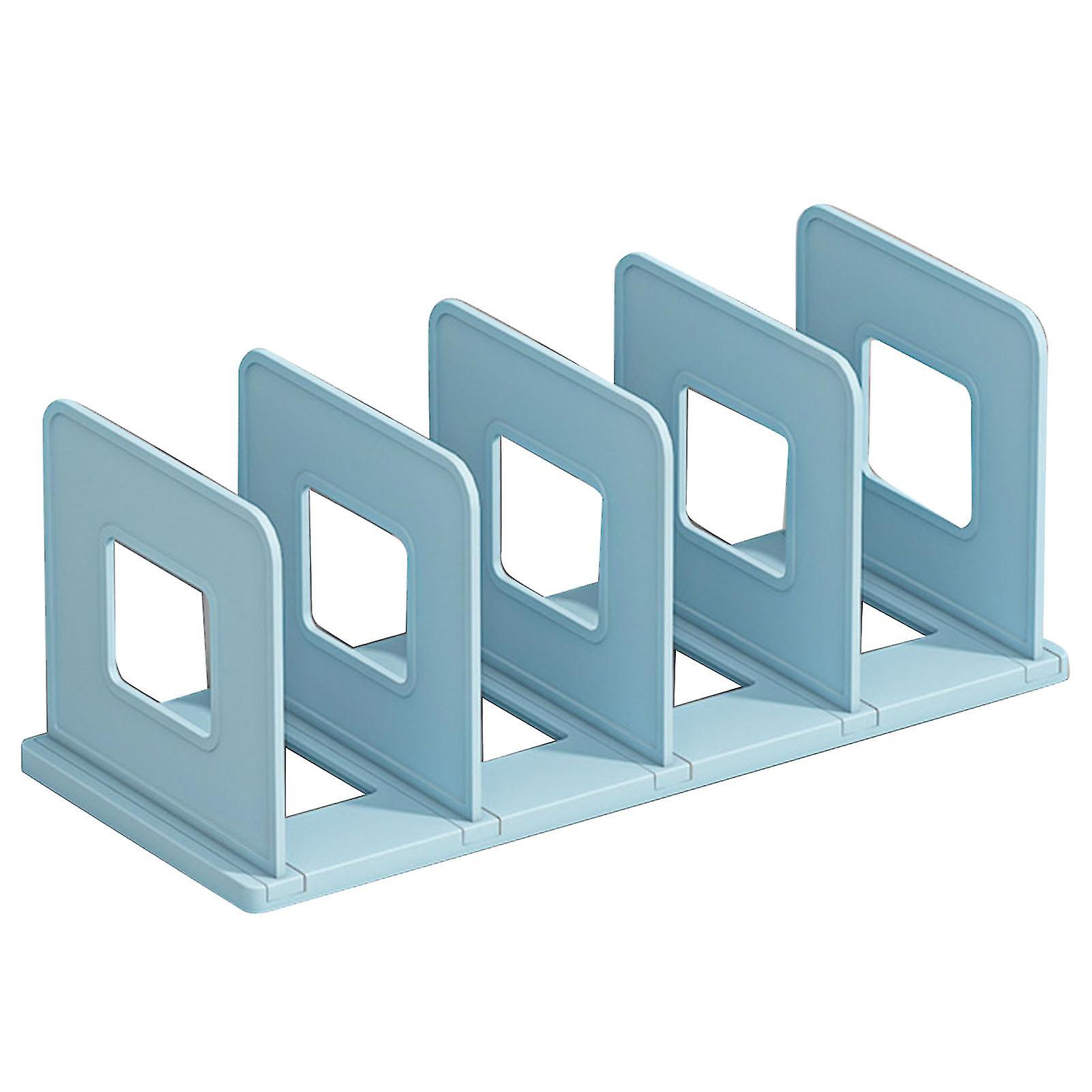 Book Organizer File Holder PP Minimalist Vertical 4 Slots File Sorter for Classroom Office Desktop Home Blue