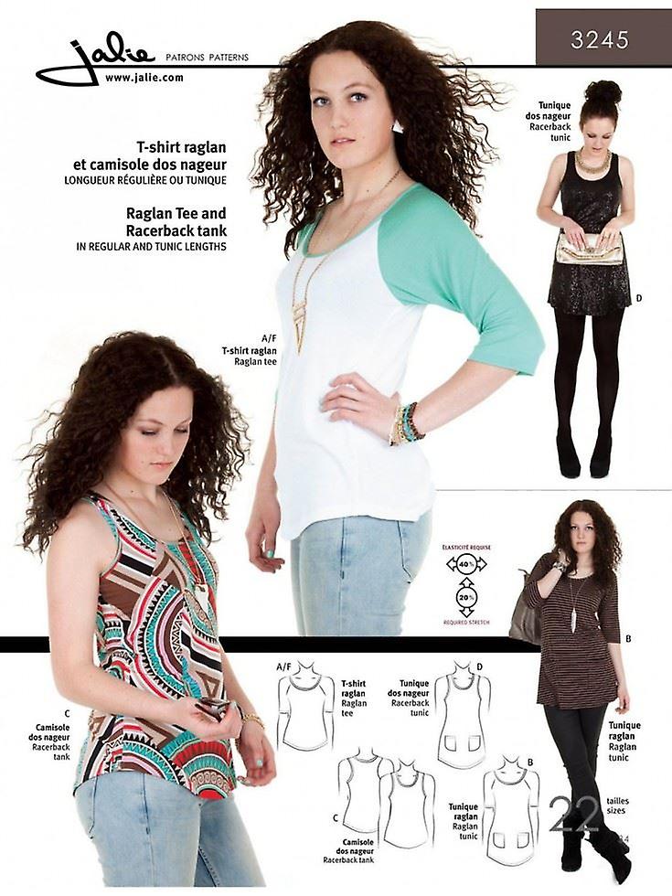 Jalie Paper Sewing Pattern 3245 Raglan Tee Racerback Tank & Tunics