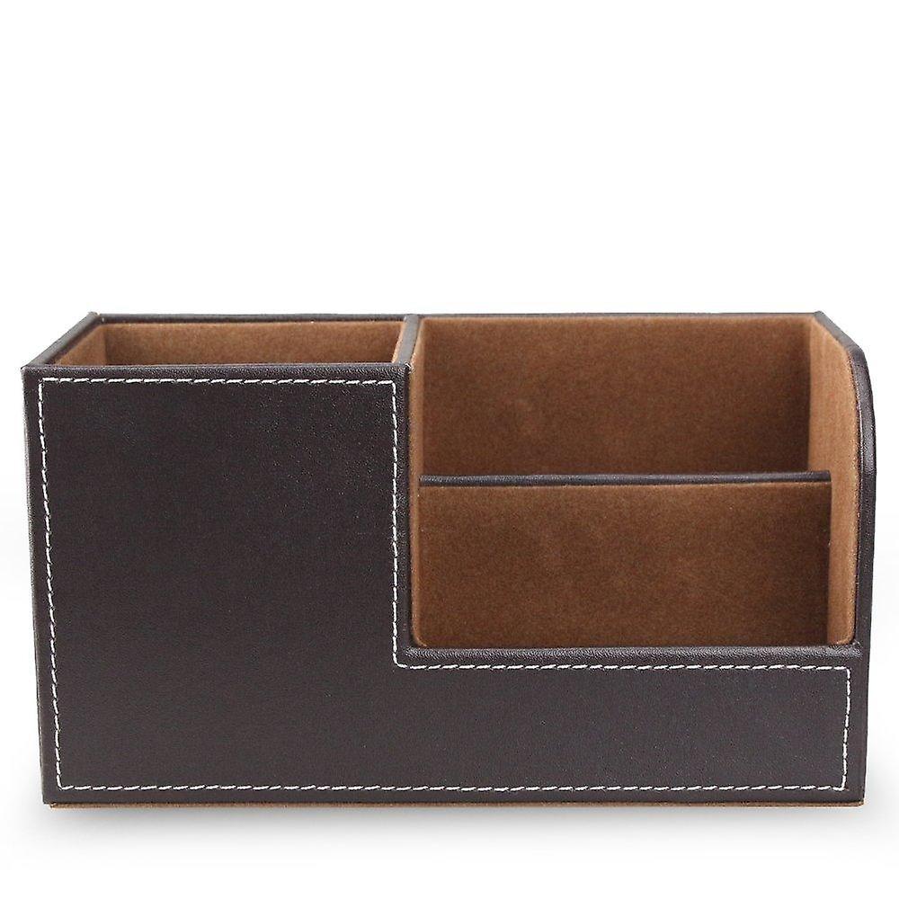 Holzstruktur Leder Schreibtisch Versorgung Organizer Stift Halter Briefpapier