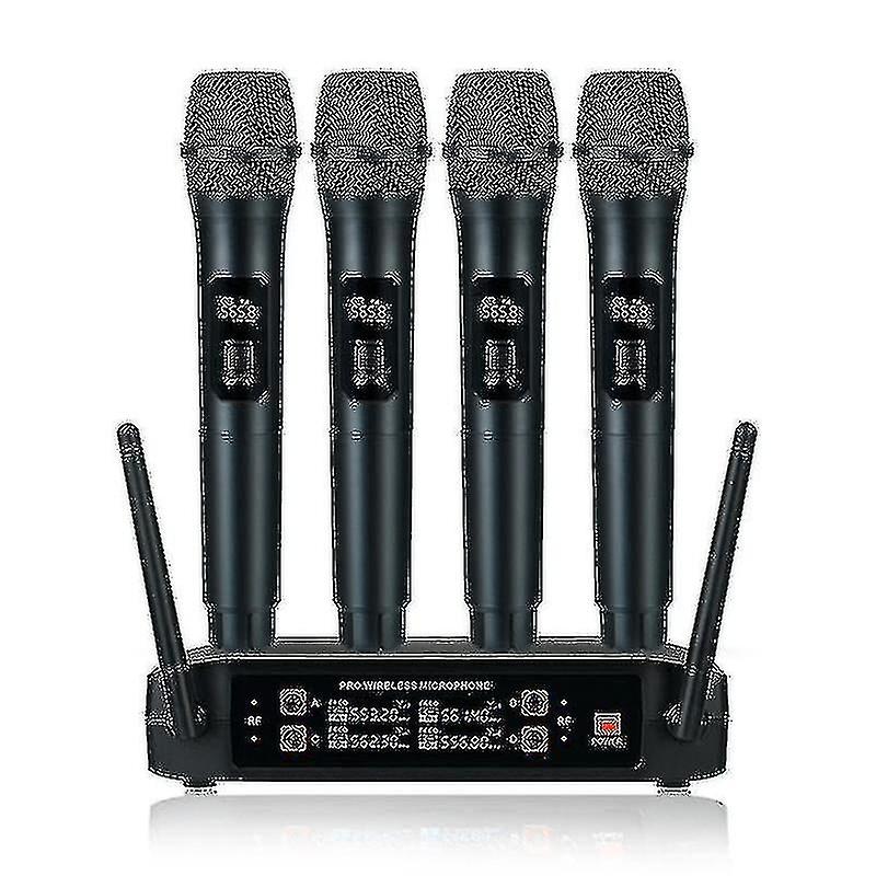 Wireless Professional Handheld 4-Channel UHF Dynamic Microphone with US Plug