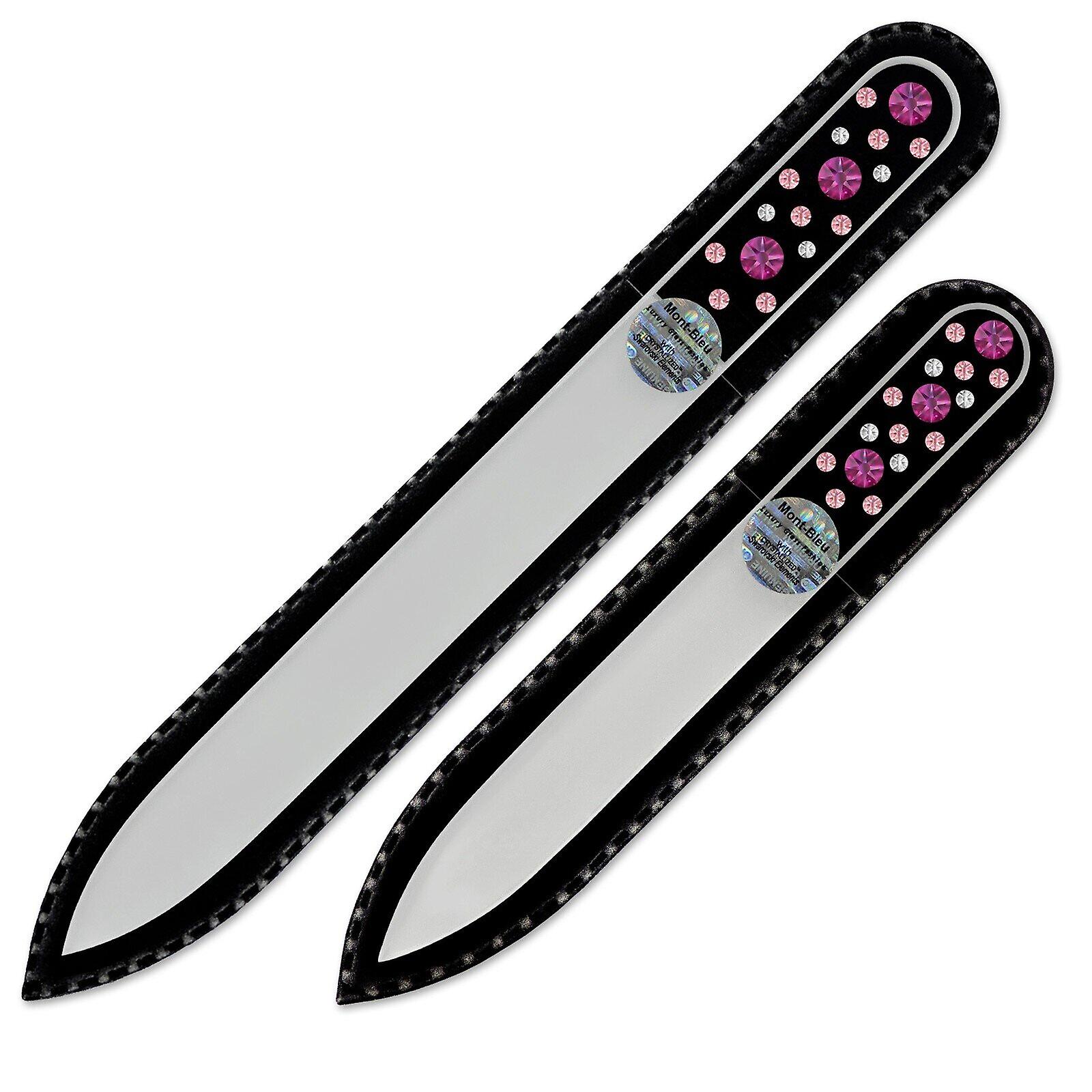 Set of 2 Glass Nail Files with crystals CN-MS - Fuchsia - Light Rose