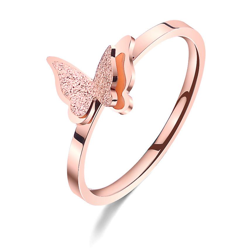 Buzlu Paslanmaz Çelik Kelebek Yüzükler Kadınlar Için Zarif Flört Doğum Günü Hediyeleri Kız Arkadaşı Moda Takı Aksesuarları Kbr112