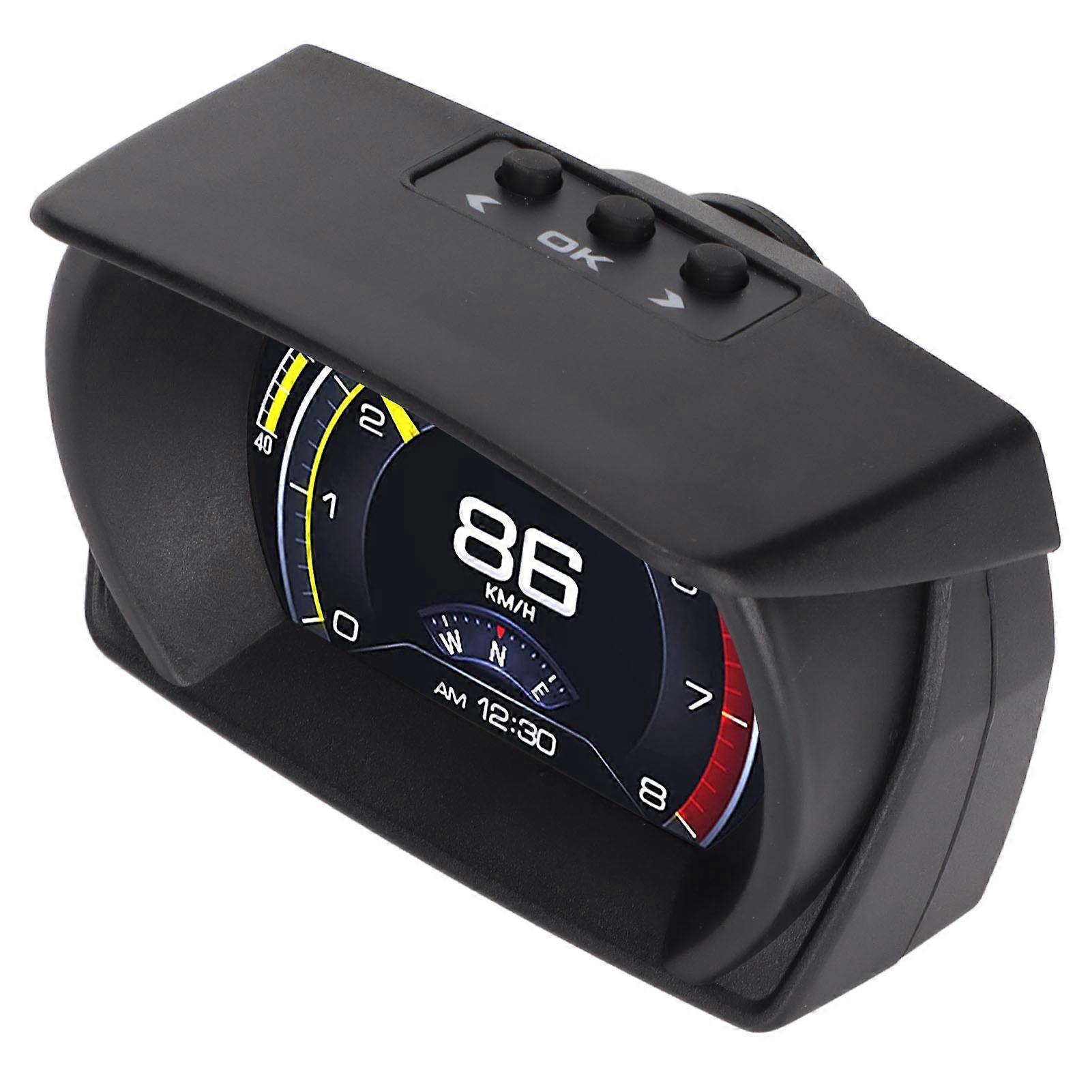 Black Vehicle HUD Display Multifunction OBD HUD Gauge 9 Alarm Safe Driving for OBD II Compact Car