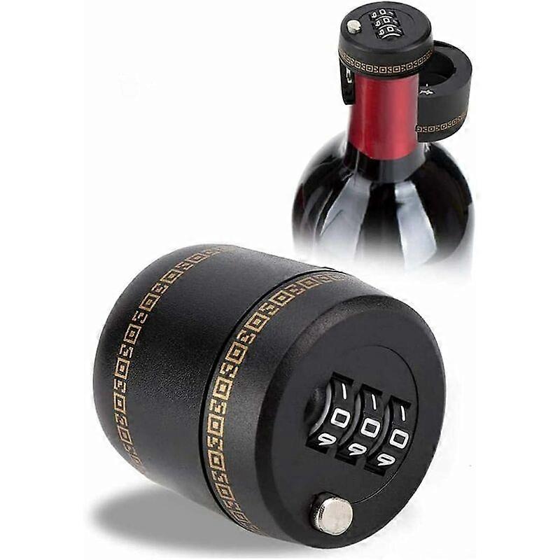 Plastic Combination Lock, Airtight Lock, Wine Lock, Wine Bottle Lock, Wine Bottle Stopper, Code Lock (Black)