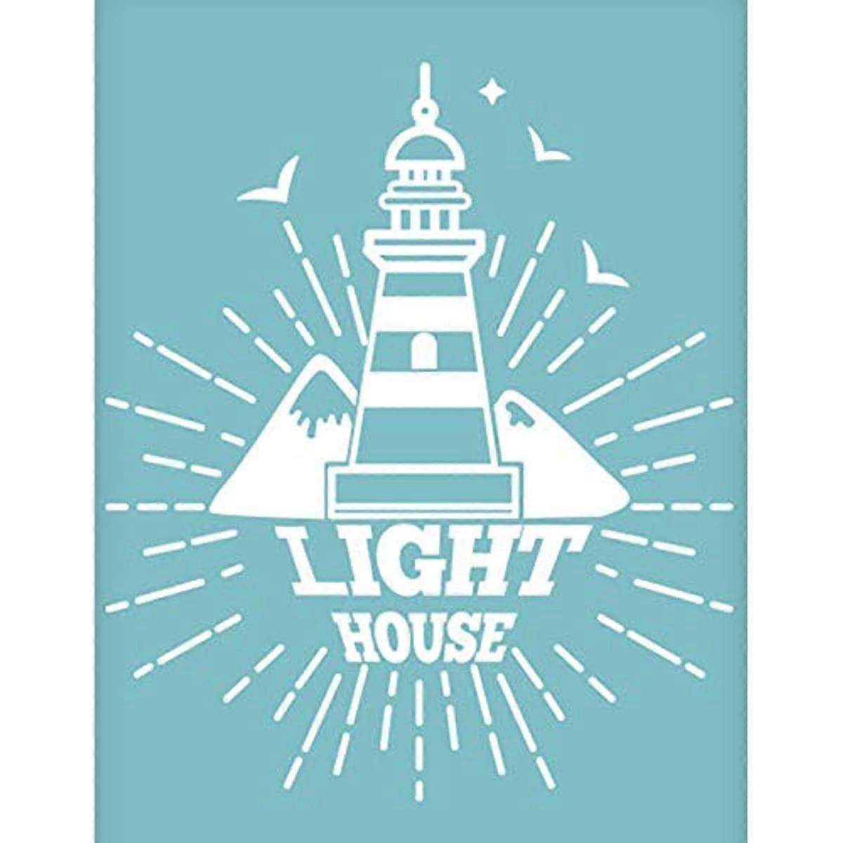 Silk Screen Printing Stencil Self-Adhesive Silk Screen Mesh Transfer Light House Pattern Mesh Transfers for T-Shirt Pillow Fabric Painting Reusable an