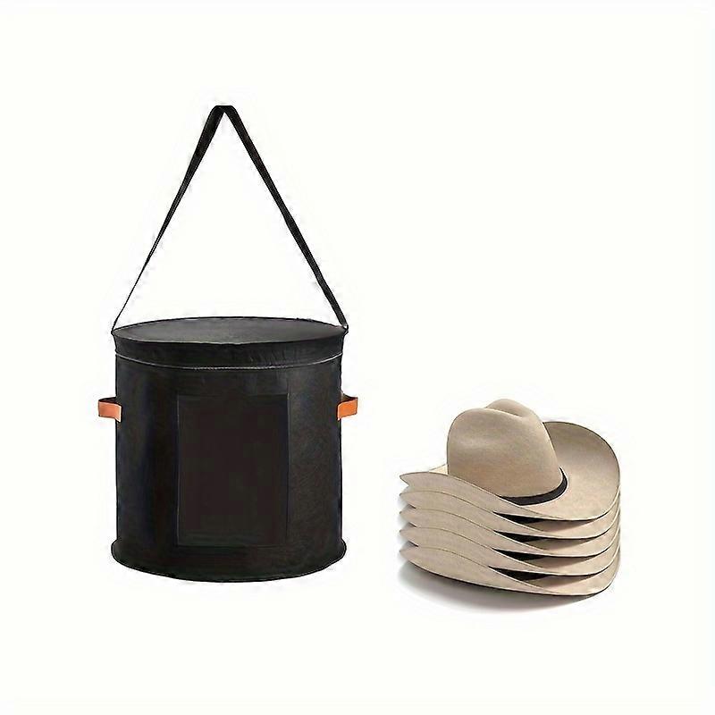 Premium Felt Hat Storage Box - Spacious Round Container with Flip-Top Closure, Sturdy Handles, and Window for Easy Viewing - Multipurpose Organizer fo