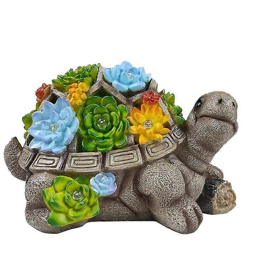 Garden Decorative Animal Statues, Solar Resin Succulents Turtle Solar Lights, Cartoon Statue Lights, Outdoor Holiday Decorations, Holiday Gifts For Ga