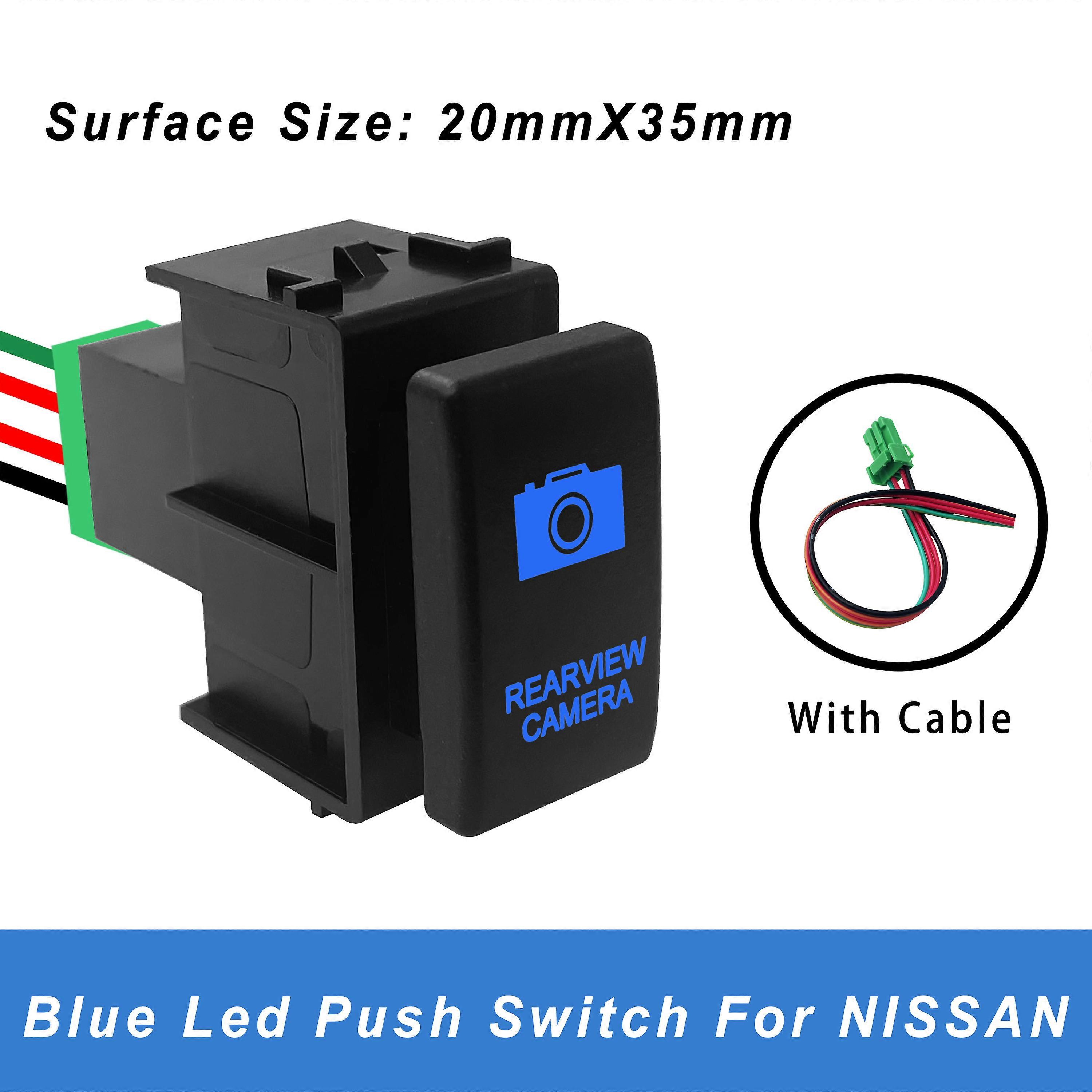 Blue Led 12V Push Button Switch With Wiring Connector Replacement Switch For Nissan Pathfinder Navara Patrol Y61/62 X-Trail T31 Rear View Camera