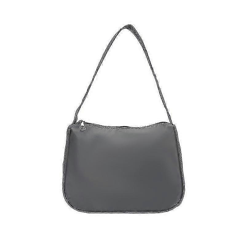 Solid Oxford Pouch, One Shoulder Underarm Bag, Baguette Bag, Grey Starlight