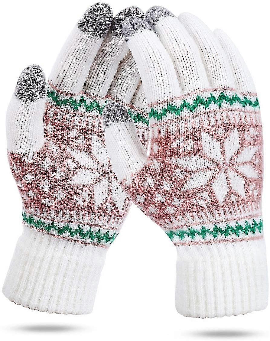 נשים סרוגות כפפות מסך מגע חורף שלג פרח הדפסת כפפות חמות יוניסקס