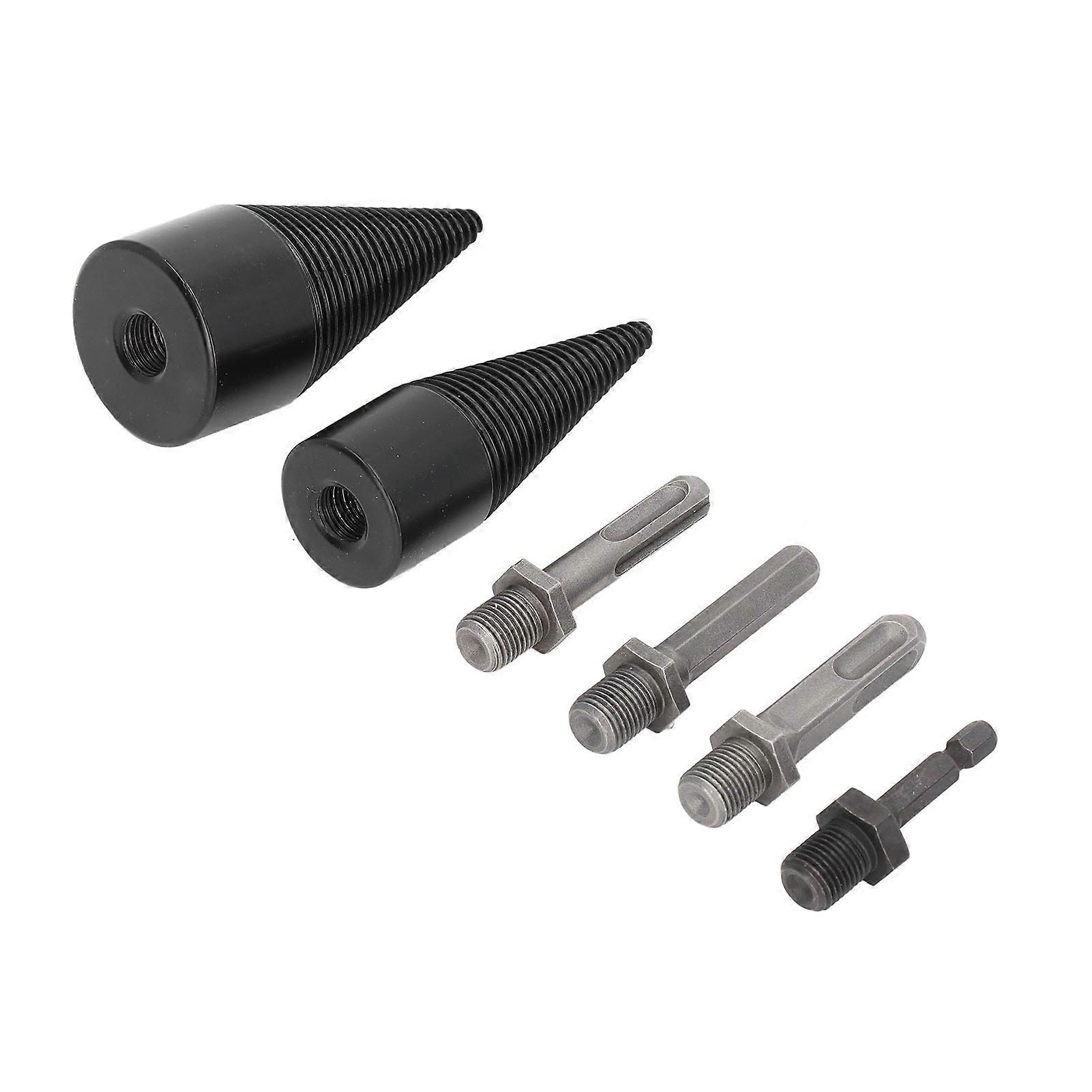 6 Pcs Wood Splitter Drill Bit 32mm 42mm Detachable Heavy Duty Splitting Cone Drill Bit with 4 Handles for Camping