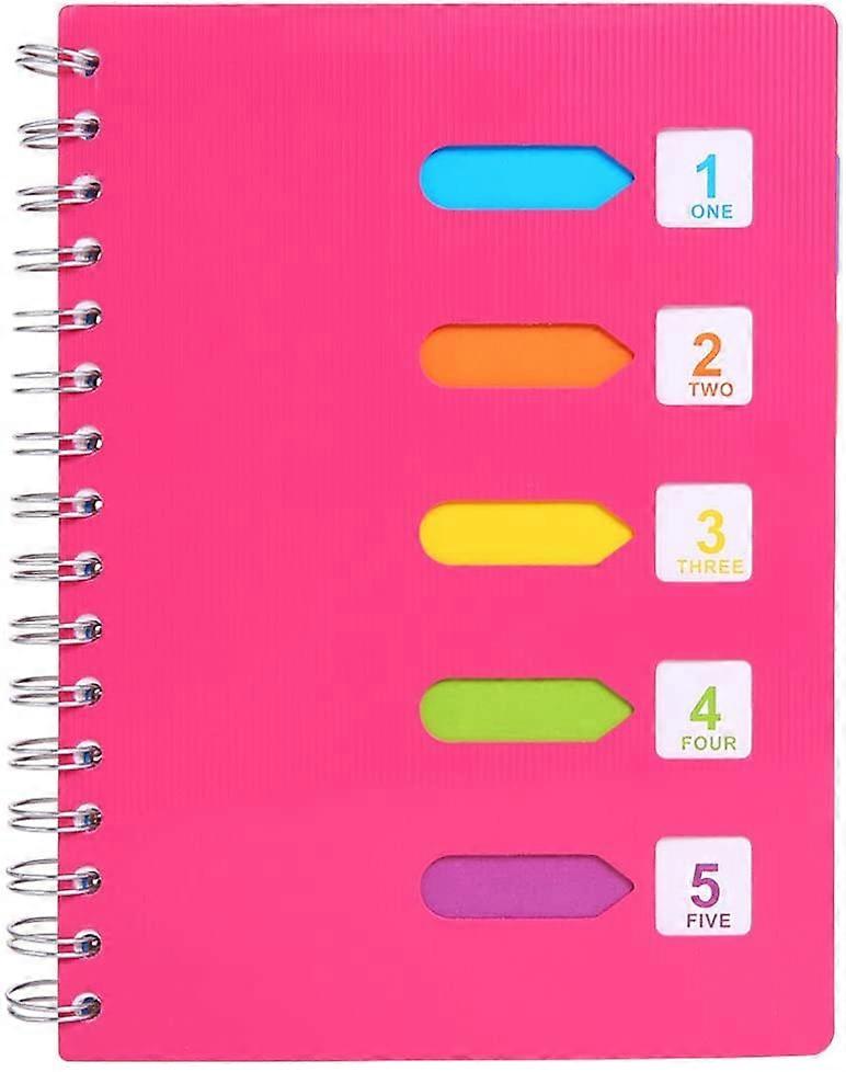 Sunrain 5 Subject Notebook, A5 Notebooks and Journals Spiral Bund, Wide Ruled, Lab Professional Notepad, Colored Dividers with Tabs, 5.78.27,  Hardcov