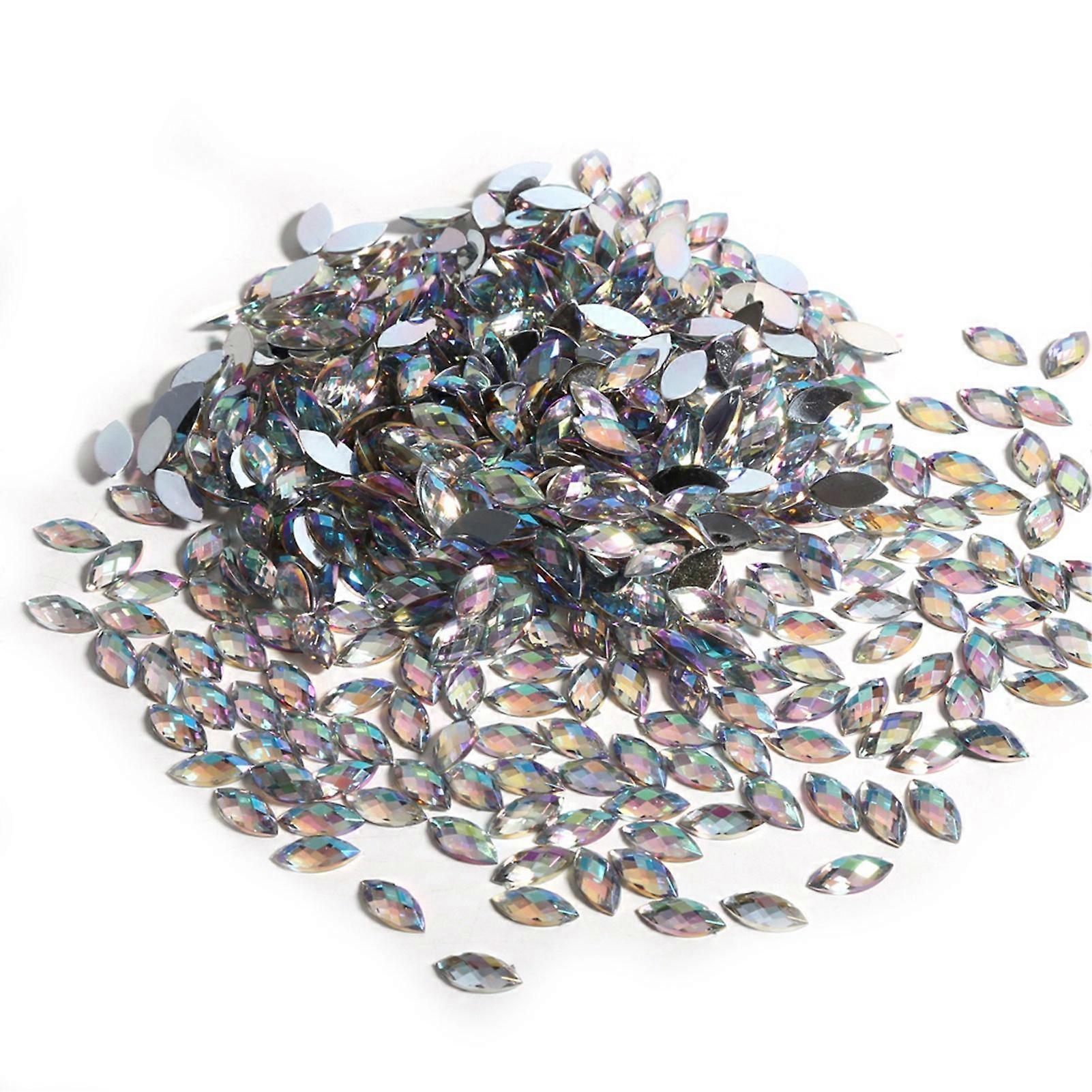 Hesteøyeform Akryl Flatback Rhinestones Scrapbooking Craft (hvit)