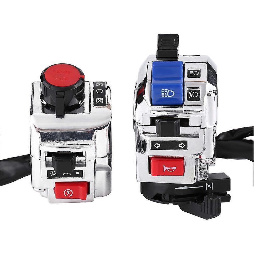 1 Pair Universal 7/8inch Motorcycle Handlebar Horn Turn Signal Light Start Control Switch White YEMAA