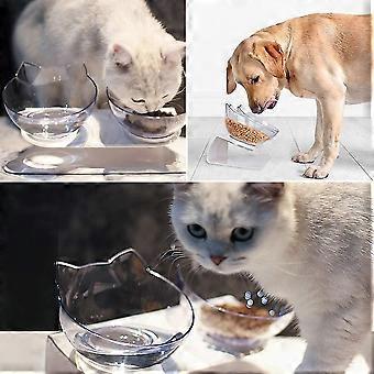 Katteboller, dobbel Pet Food Bowl, anti-slip Neck Protection Pet Food Bowl