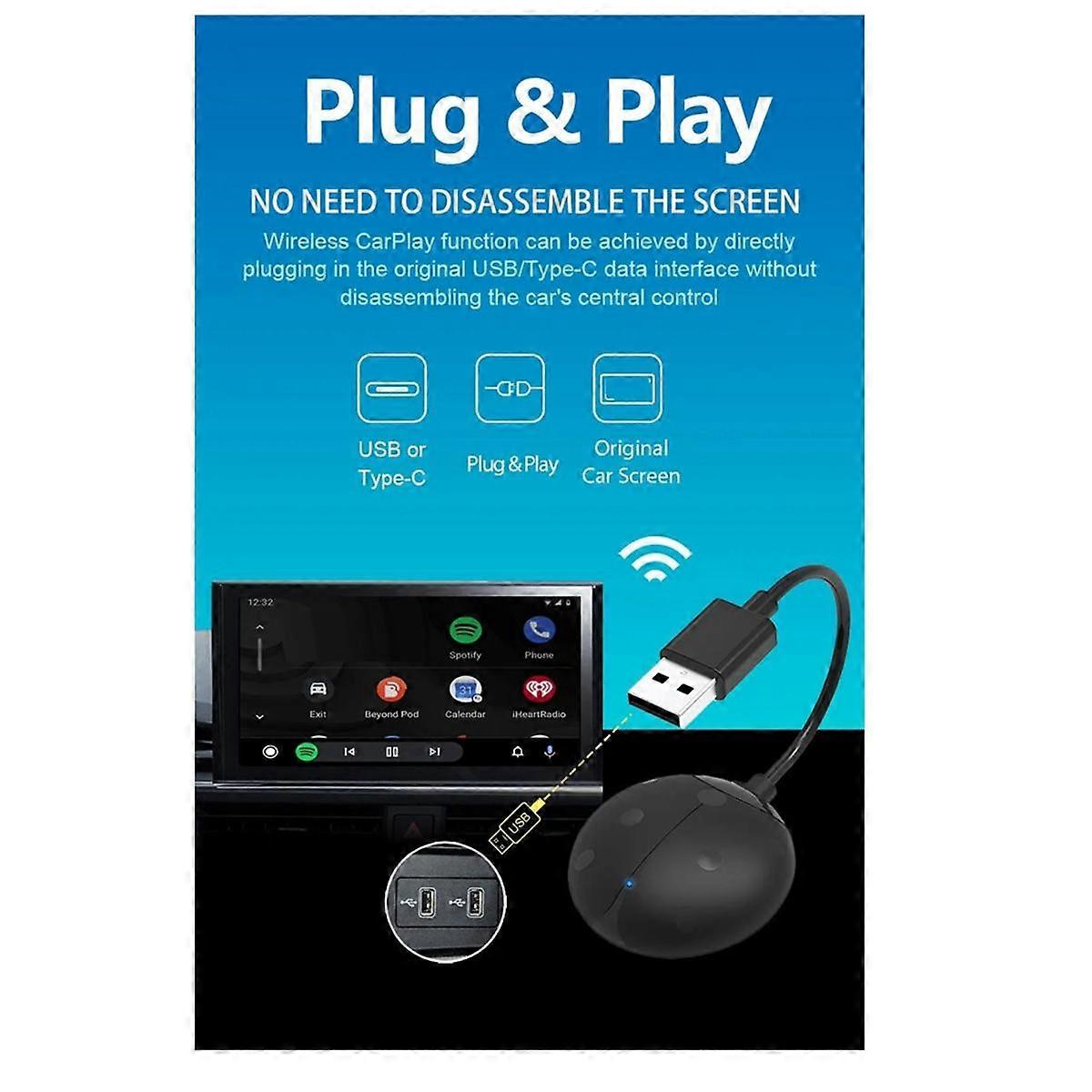 2 in 1 Wireless CarPlay Adapter USB Dongle Wired Android Auto AI Box Car Media Player Adapter Bluetooth Auto Connect