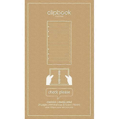 CHECKLISTS Filofax High Quality Double-Sided Personal Clipbook Refill 25 Pages