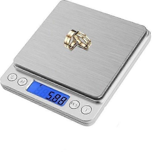 ميزان رقمي / ميزان مطبخ 0.01 جرام -500 جرام فضي